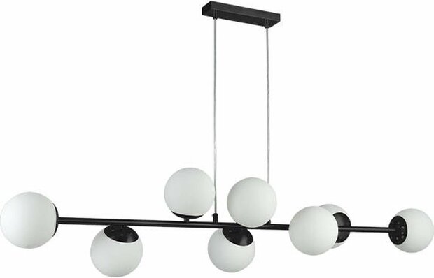 BALI - Hanglamp - Plafondlamp - E27 Fitting x 8 - Zwart - Eetkamer - Keuken