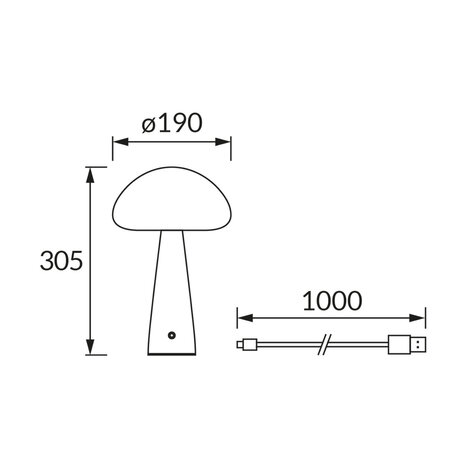 TRUFLA Led - Tafellamp Oplaadbaar &ndash; Draadloos en dimbaar &ndash; CCT Aanpaasbare licht kleur - Warm wit / Daglicht / koud wit - Moderne touch lamp &ndash; Nachtlamp Slaapkamer &ndash; 30.5 cm &ndash; Pine kleur