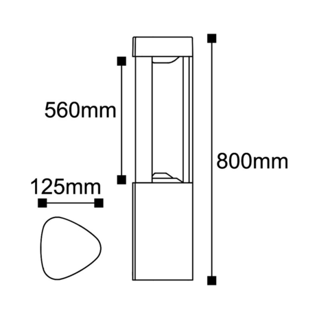 DALLAS - 80cm-Sokkellamp Buiten -LED Tuinverlichting - Aluminium-Grijs -IP54 Waterdicht-7W - 3000K Warm wit licht