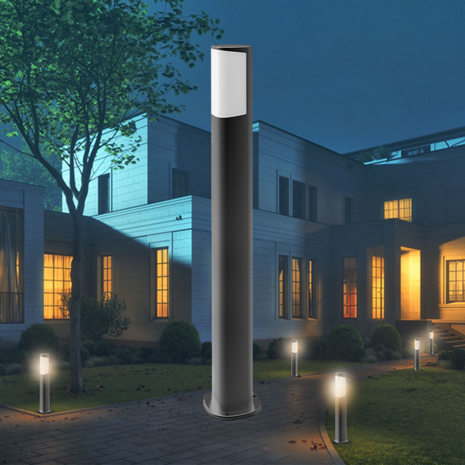 Tarus 80cm-Sokkellamp Buiten -LED Tuinverlichting - Aluminium -Waterditch IP54 -7W 3000K Warm wit licht