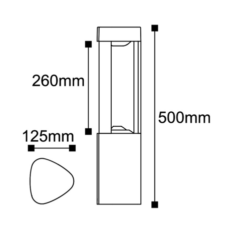 DALLAS - 50cm-Sokkellamp Buiten -LED Tuinverlichting - Aluminium-Grijs -IP54 Waterdicht-7W - 3000K Warm wit licht