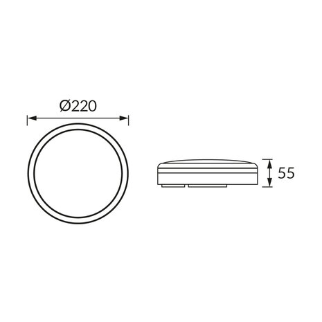 ASTRO Plafondlamp - Aanpasbare kleur CCT - Aanpasbare watt 12/15/18w -1150 / 1380/ 1600Lumen - Wit - 220mm - IP54