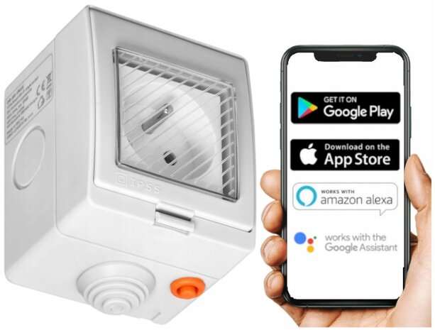 ORNO - Slimme Opbouwstopcontact - WIFI TUYA SMART - Binnen / Buiten - Energiemeter App - Penaarde - IP55 - voor BELGIE