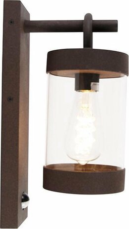 TRIO SAMBESI - Wandlamp - Roestkleur - excl. 1x E27 4W - Bewegingssensor - Buitenverlichting - IP44