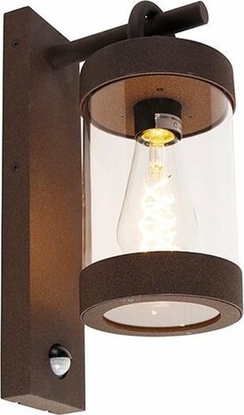 TRIO SAMBESI - Wandlamp - Roestkleur - excl. 1x E27 4W - Bewegingssensor - Buitenverlichting - IP44